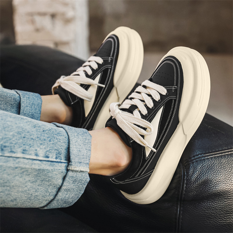 Chaussures décontractées à semelle épaisse pour hommes, chaussures de sport polyvalentes, à la mode, pour augmenter la hauteur, faites maison, automne et hiver_voghion.com