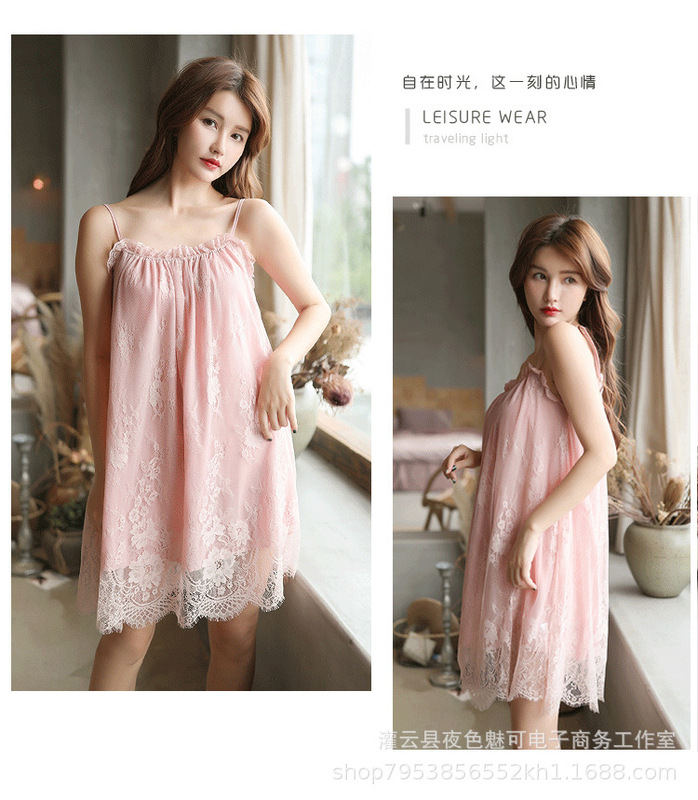 Large size 180kg wearable lingerie sexy temptation lace sling pajamas suit nightgown home F