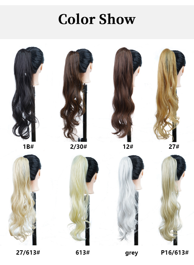 European and American cross-border wig high-temperature silk ponytail 32-inch long curly hair big wavy stick hair curly ponytail_voghion.com