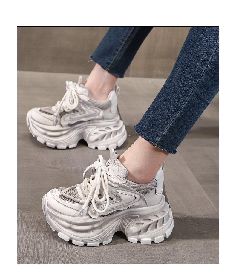 Giày sneaker nữ đế dày lưới thoáng khí phong cách daddy giày tăng chiều cao — màu hồng chi tiết 14