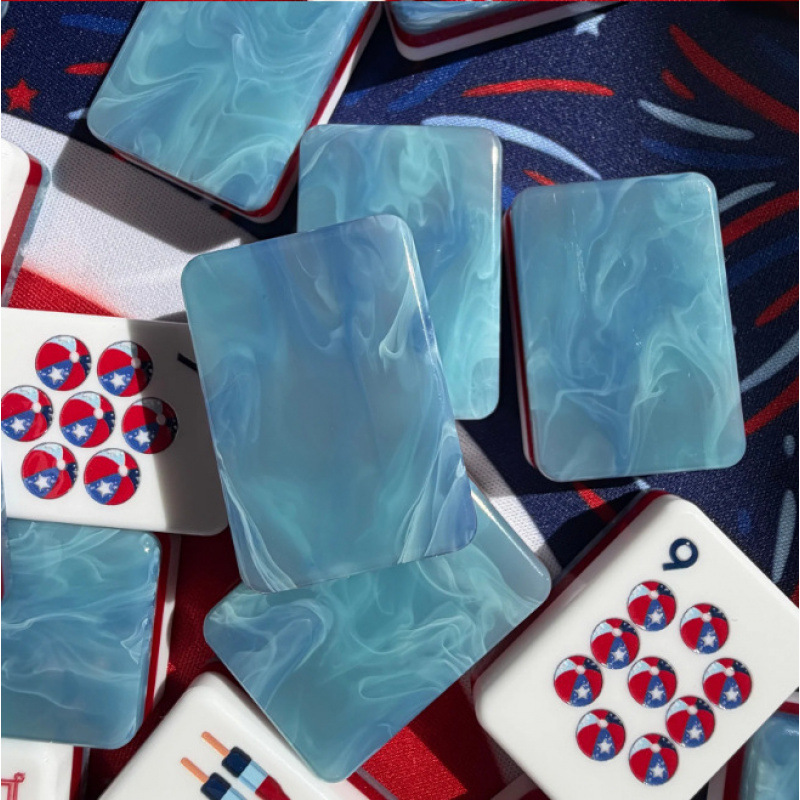 Blue Water Ripple American Mahjong Wholesale American Blue Flame Commemorative Edition Mahjong Set Acrylic