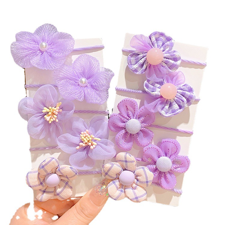 Children's Cute Flowers Rubber Band Girls' Baby Head Flower Female Headdress Bowknot Hair Ring Hair Tie for Girl Hair Accessories