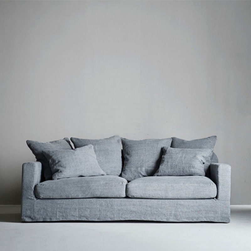 北欧小户型可拆洗布艺沙发现代简约INS侘寂风美式乡村羽绒沙发椅