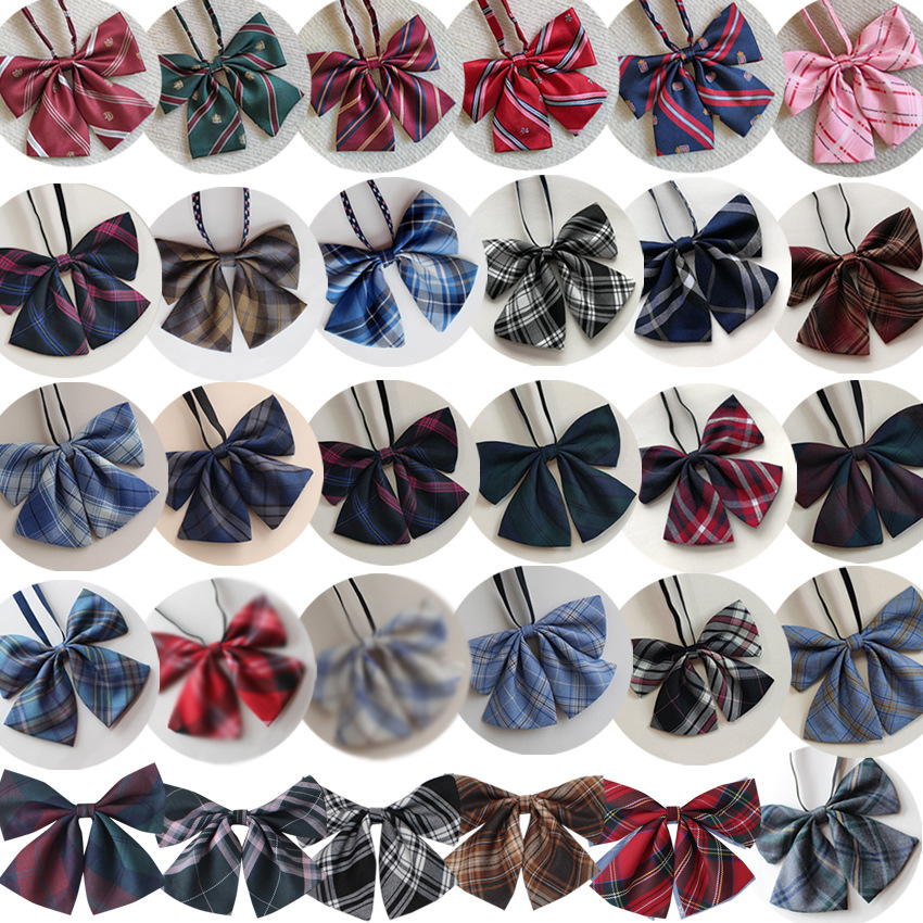 jk制服格子领结学生平角领花水手服配件免打蝴蝶结批发一件代发