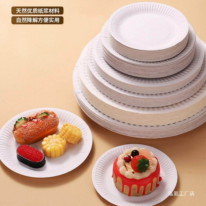 Disposable dinner plates, birthday cake plates, picnic party tableware, paper plates, kindergarten art painting white paper plates