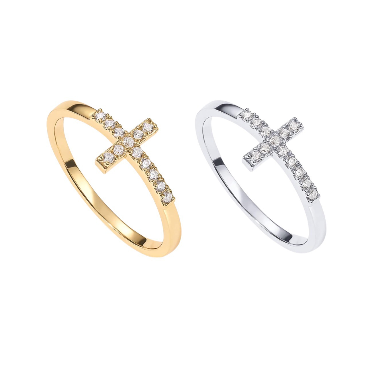 Anello minimalista con croce placcato oro gioielli donna moda_voghion.com