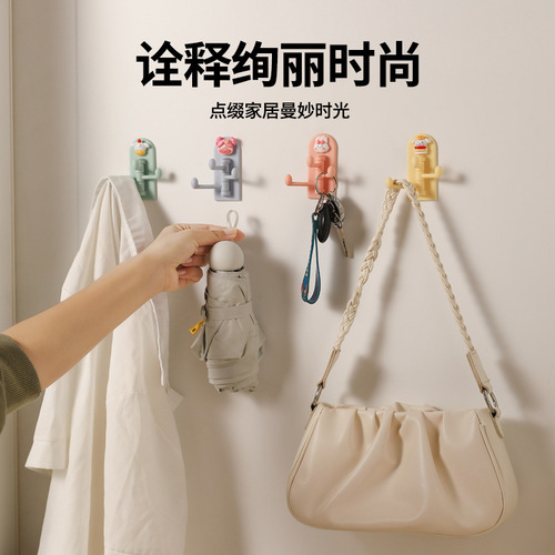 Cross-border cartoon adhesive strong load-bearing punch-free bathroom toilet adhesive hook wall door behind the traceless towel hook