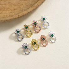 S925纯银平安扣锆石扣子绿钻玉坠扣DIY项链锁骨链挂件连接扣配件