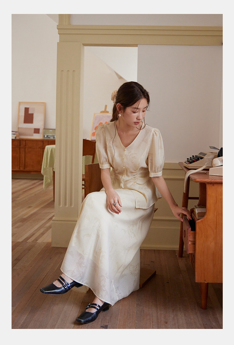 起范 2024夏季新款新中式印花上衣+中长款半身裙两件套套装82353 pic 14