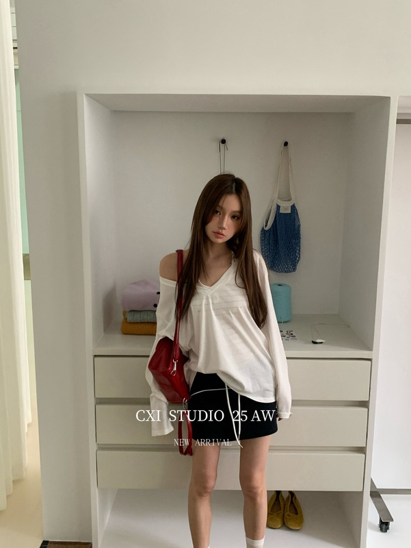 CXI 休闲撞色包臀裙女秋季新款卫裙低腰甜辣小众设计小个子半身裙|undefined