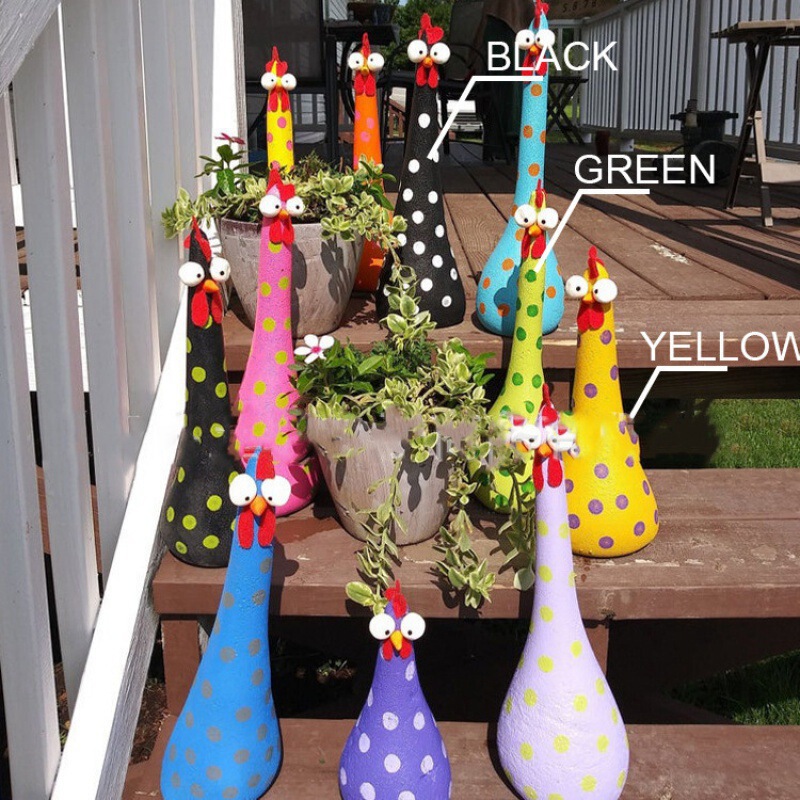 Cross-Border Long Neck Big Eye Chicken decoration garden decoration resin gardening garden crafts creative decoration