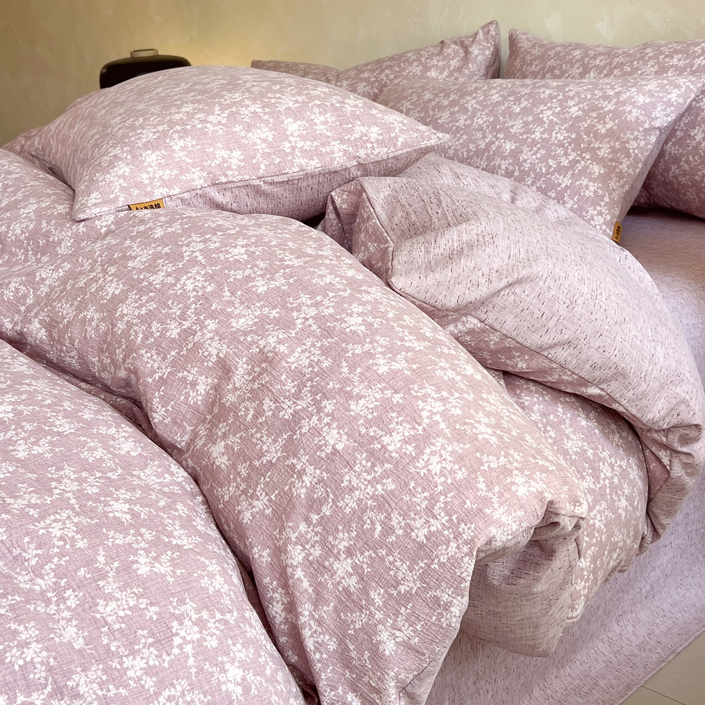 Nuevo algodón de alto peso, lino de cuatro piezas, ropa de cama desnuda para dormir, sábanas gruesas, cubierta de colchón de tres piezas