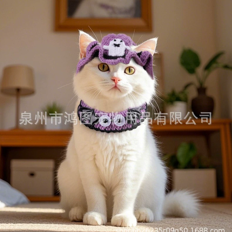 Трансграничная Amazon вязаная тыква Хэллоуин кошка декоративная шляпа реквизит для фотосессии маленькая собака наряд шляпа для домашних животных