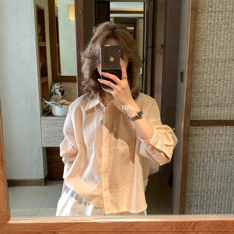 Hers One Spoon of Sweetness 2026 Spring New Simple Versatile Niche Design Long Sleeve Shirt for Women Hers One Spoon of Sweetness 2026 Spring New Simple Versatile Niche Design Long Sleeve Shirt for Women