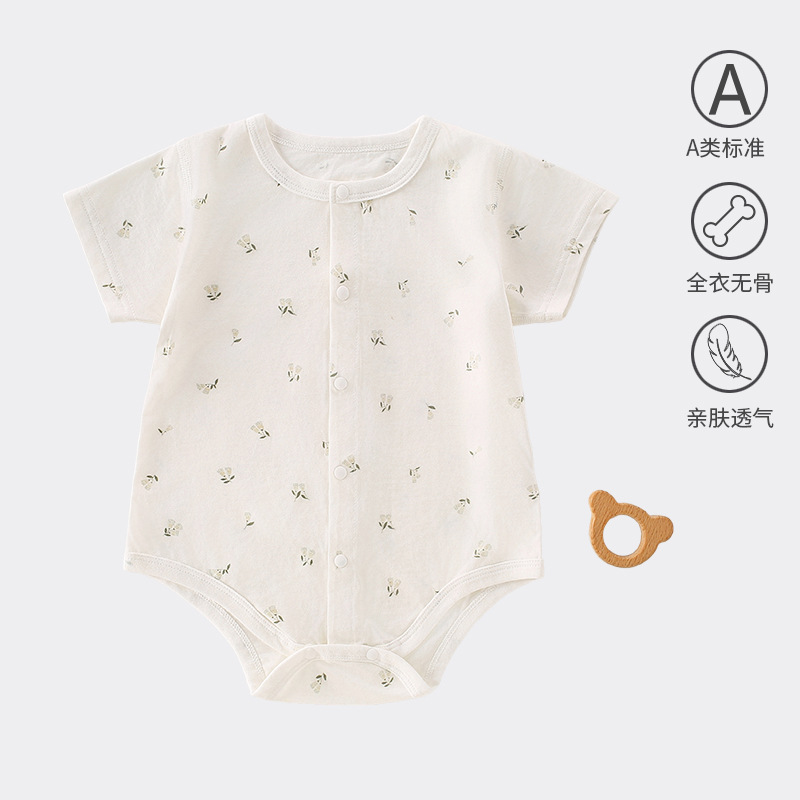 Uniforme de bebé de verano de manga corta de algodón de clase A, chaqueta de peldaño, ropa de escalada de bebé de clase A, algodón de verano vacío