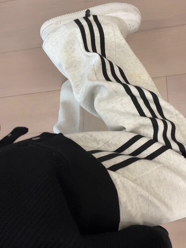 White-gray sweatpants for women, autumn, small, straight, wide-leg pants, striped loose bf, lazy, wind-bound, foot-guard pants