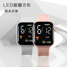 厂家现货LED电子表C002彩虹方形爱心款防水数字运动学生电子手表
