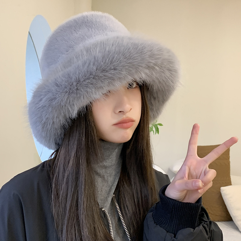High end mink fluffy fisherman's women's noble style, large head surround fur hat, winter warm pullover hat_voghion.com