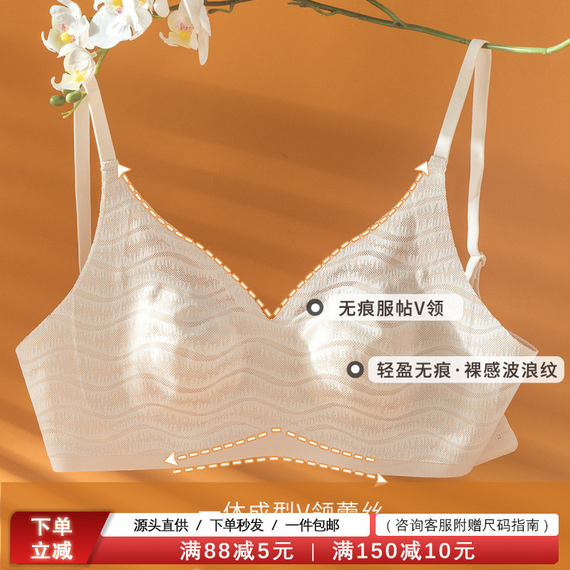 Authentic Wave Sexy Ultra-Thin Bra for Women, Minimizes Large Bust, Breathable, Wireless, Side Breast Support, Anti-Sagging Bra