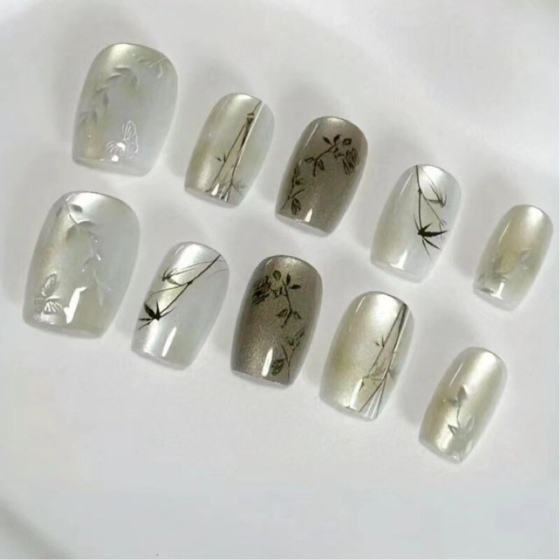 Handmade Manicure Green Bamboo Spring Mountain Manicure Patch Whitening Pure Desire