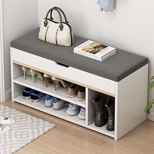 Entrance Shoe Bench with Integrated Shoe Cabinet and Shoe Rack, Multifunctional Storage Shoe Changing Bench