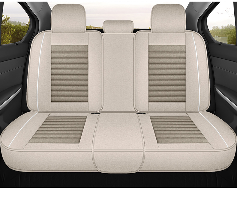 Cross-Border 2026 New Model Coarse Linen Full-Cover Seat Cushion, Breathable, Wear-Resistant, Suitable for All Seasons, Five-Seater Car Seat Cover