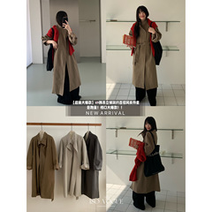 ISO VOGUE-音韩系立领宽松简约绑腰长款风衣外套风衣(配腰绳)1050