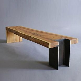 Vintage Industrial Style Wrought Iron Solid Wood Bench Creative Retro Resting Shoe-Changing Stool Long Bench Natural Wood Dining Table Stool