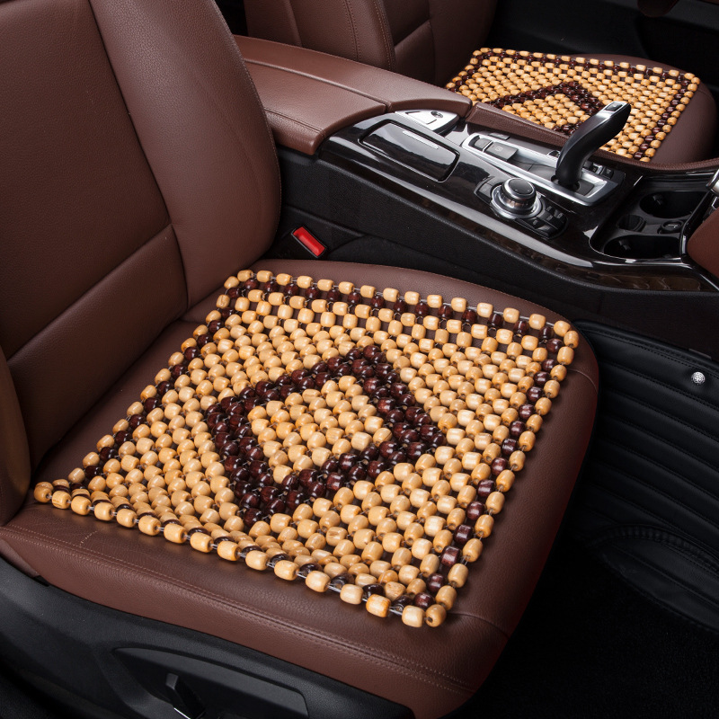 Square Wooden Bead Seat Cushion Single Piece Breathable Car Cushion Single Sheet Fish Line Design Dropshipping Car Seat Cushion for Summer