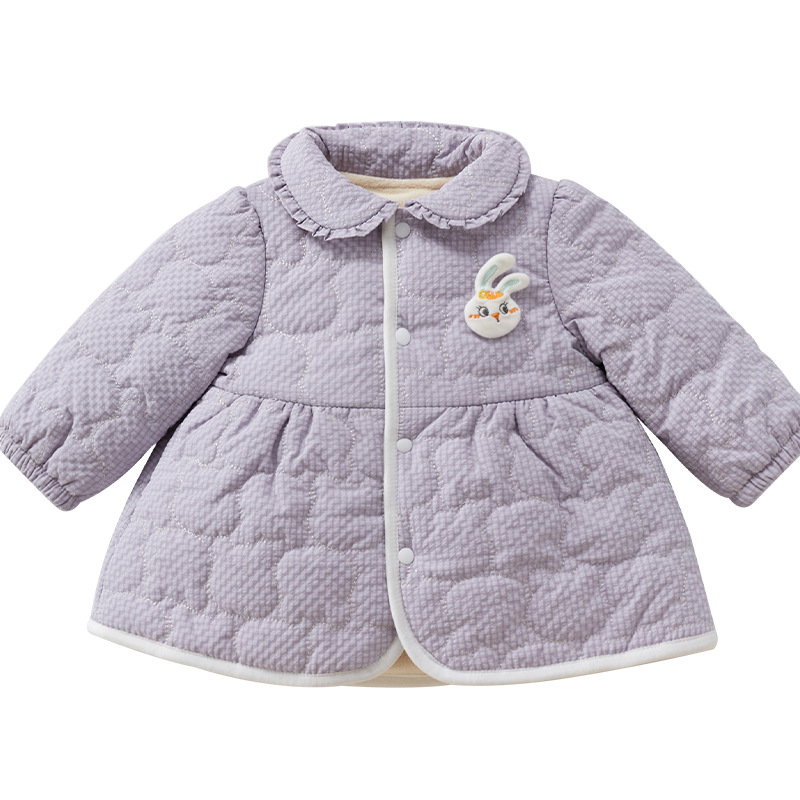 Abrigo de niñas Primavera, otoño e invierno Bebé forrado de vellón cálido acolchado engrosado cardigan estilo occidental abrigo de invierno ropa de bebé niñas
