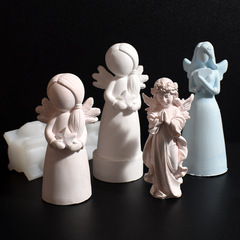 立体3d天使のろうそくの金型は翼を持って祈ります。