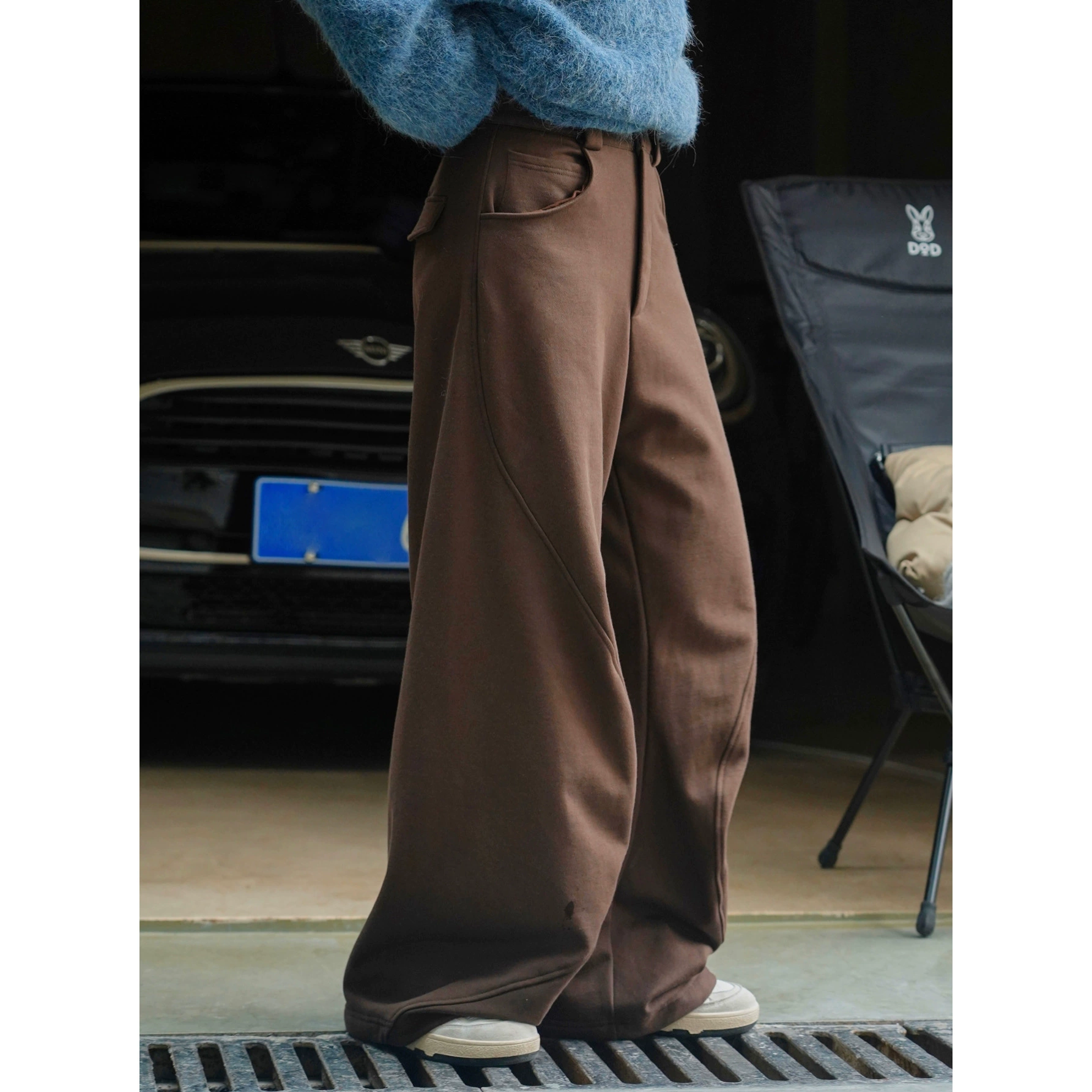 Новинка зимние повседневные брюки Lufu в Корейском стиле с широкими штанинами в уличном стиле, свободные утолщенные трикотажные объемные профильные брюки