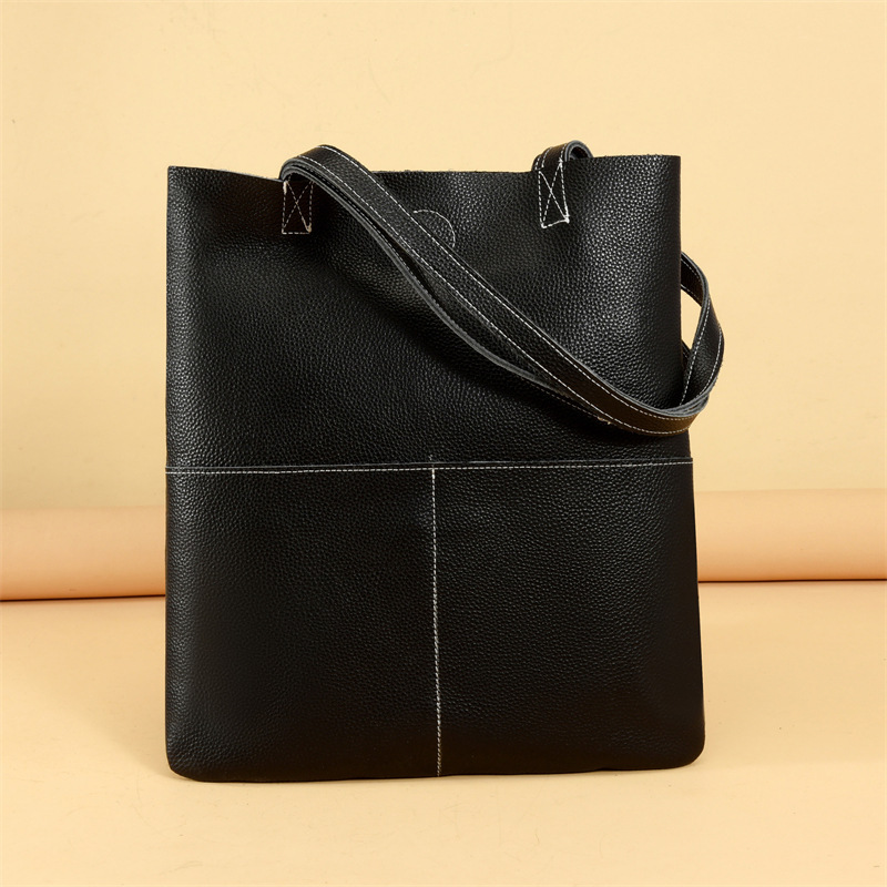 Women's genuine leather crossbody bag, suitable for students and office workers, with large capacity for carrying phones, laptops, and everyday essentials; a versatile tote bag for commuting