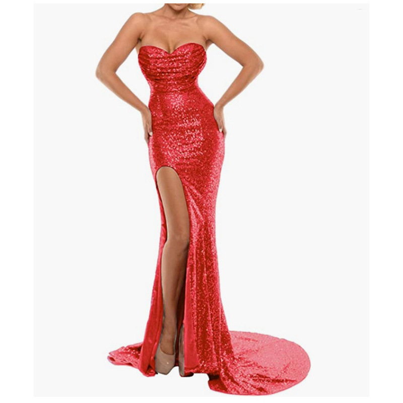 Elegantes Damen Abendkleid Mit Schlitz Für Festliche Anlässe_voghion.com