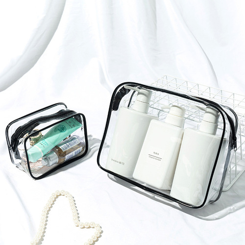 PVC Large Capacity Waterproof Travel Toiletry Bag Makeup Bag Portable Zipper Cosmetics Three-Piece Storage Bag