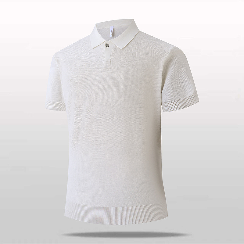 Polo camiseta de punto camiseta de manga corta hombre botón de solapa viejo dinero estilo delgado negocio hielo camiseta fábrica transfronteriza al por mayor