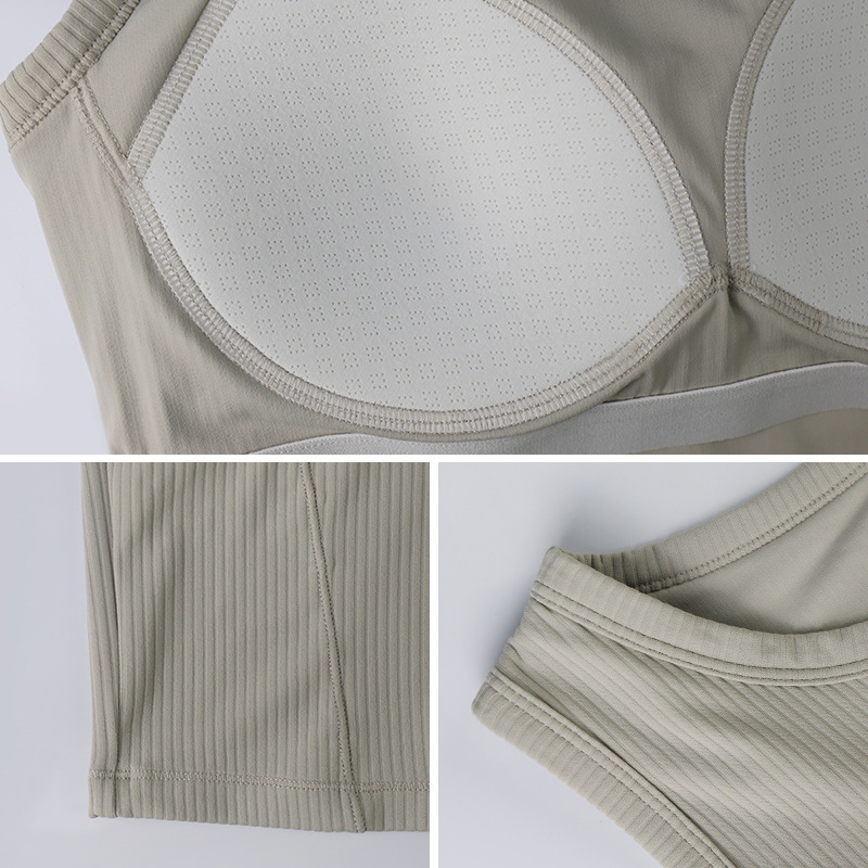 LAHN chaleco de ejercicios para mujeres taza fija cojín de pecho de alta resistencia a prueba de choques chaleco deportivo largo delgado