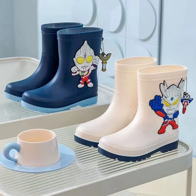 Cyros Ultraman Детские дождевые сапоги Нескользящие мальчик Водонепроницаемый детский сад водяная обувь средняя трубка мультфильм мягкое дно мальчика прилив