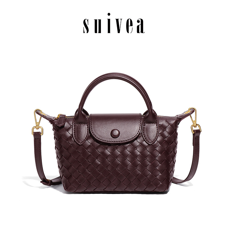 Cross-Border Exclusive Supply of Longxiang's New Hand-Woven Bags, Light Luxury High-End Shoulder and Crossbody Bags, Hand-Held Dumpling Bags, Flip-Top Bags