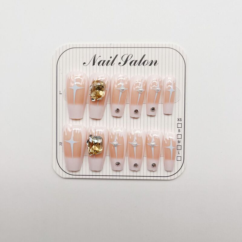 Wear nail manufacturers straight hair milk white nail patch wearable nail stickers French point drill nail piece