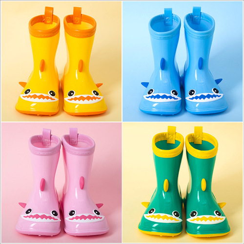3D Cartoon Shark Children's Rain Boots Girls Baby Non-Slip Rain Boots Children's Toddlers Cute Water Shoes Children's Rubber Shoes