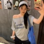 宽松斜肩新款短袖t恤