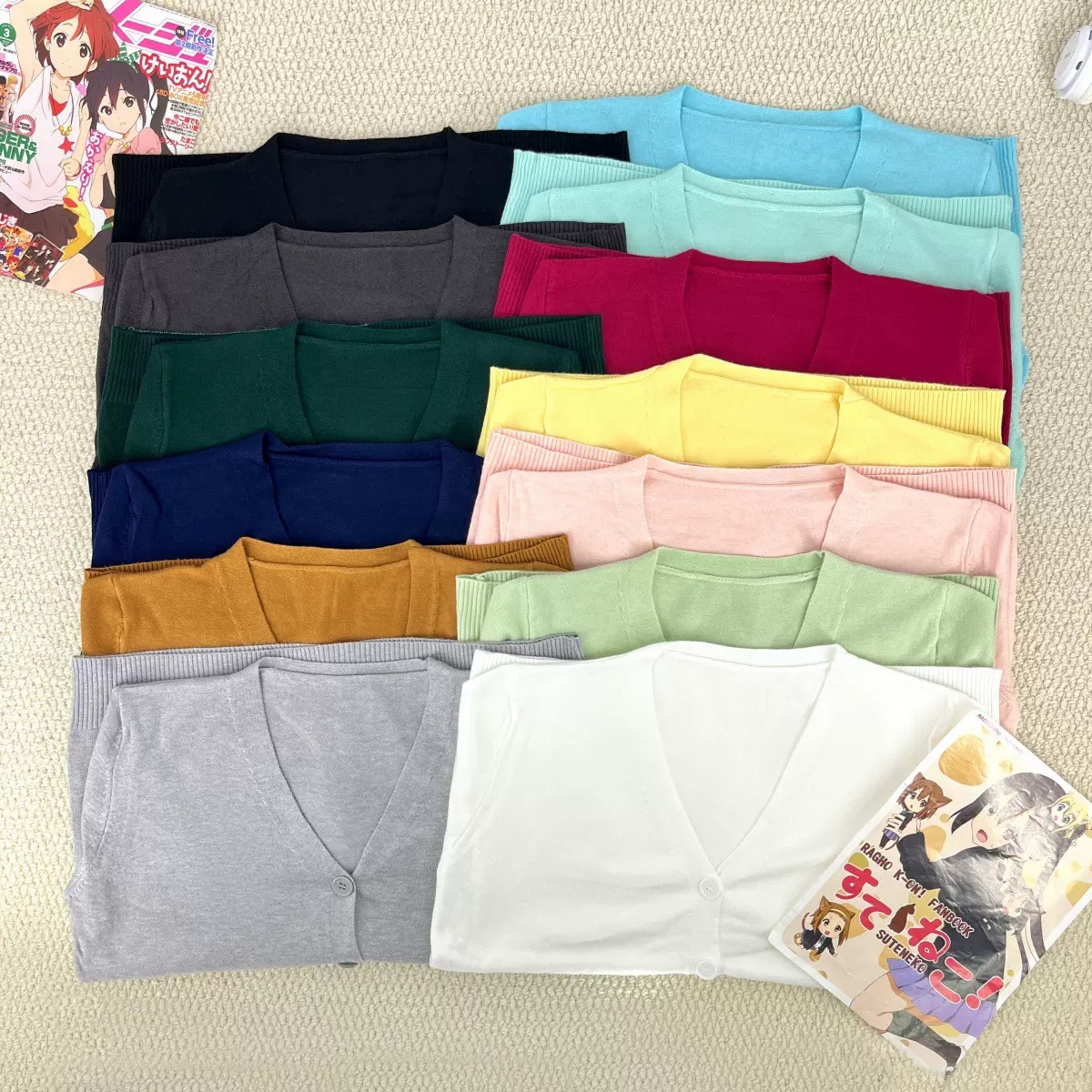 原创JK制服长袖开衫毛衣外套女日系秋冬纯色针织衫学院风叠穿上衣