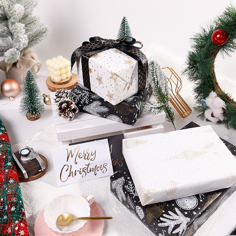 Transfronterizo Amazon nuevo papel de embalaje de regalos de Navidad espuma de oro barrido papel de embalaje de cajas de regalo al por mayor
