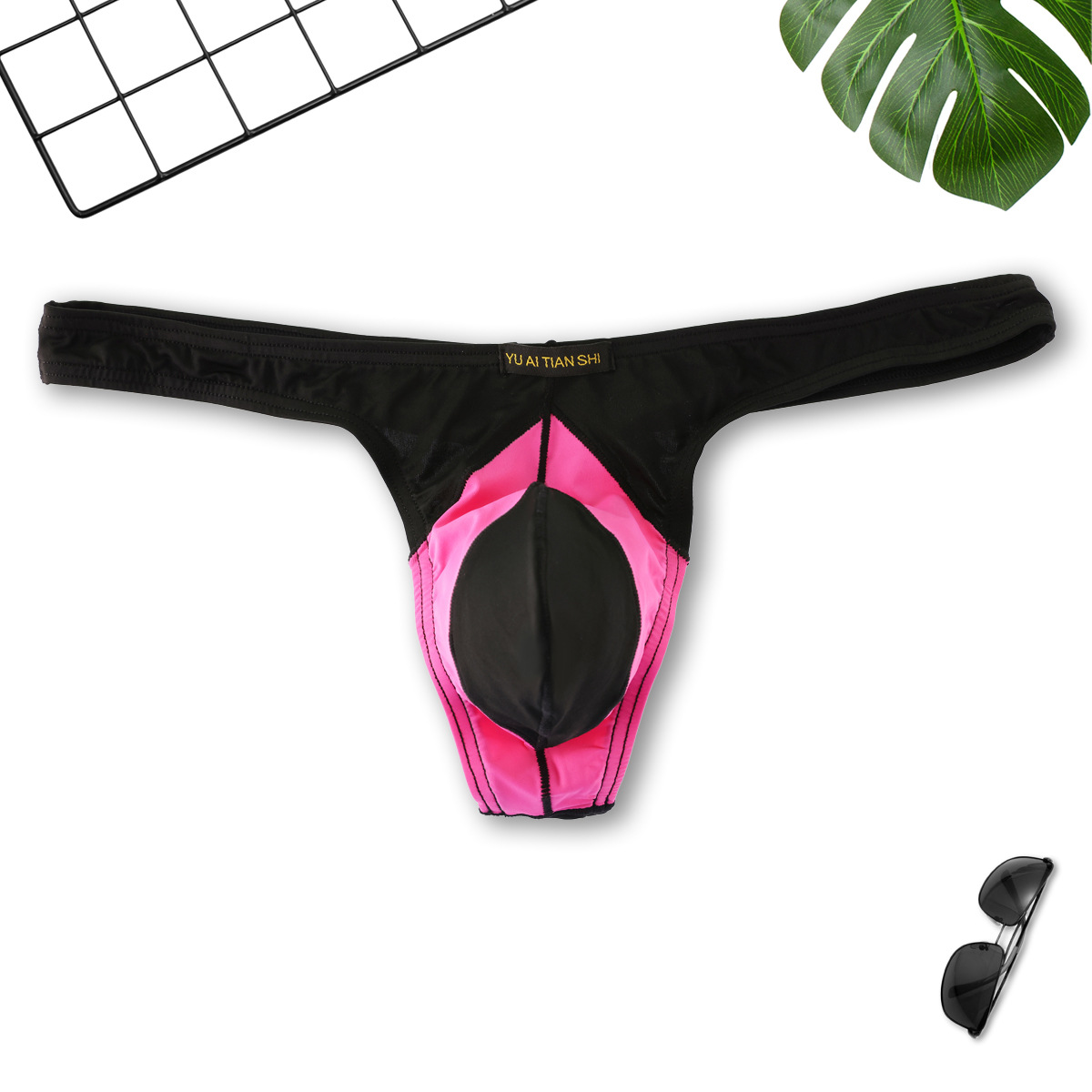 Cross-Border Wholesale Trendyy and Sexy Men's T-Pants Nylon Contrasting Mid-Waist Breathable Youth Underwear Men's Pants