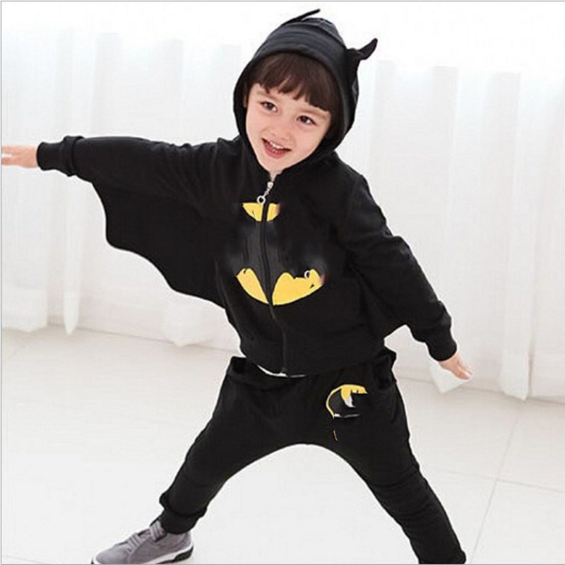 蝙蝠侠童装新款男童秋款套装儿童运动休闲外套卫衣两件套万圣节