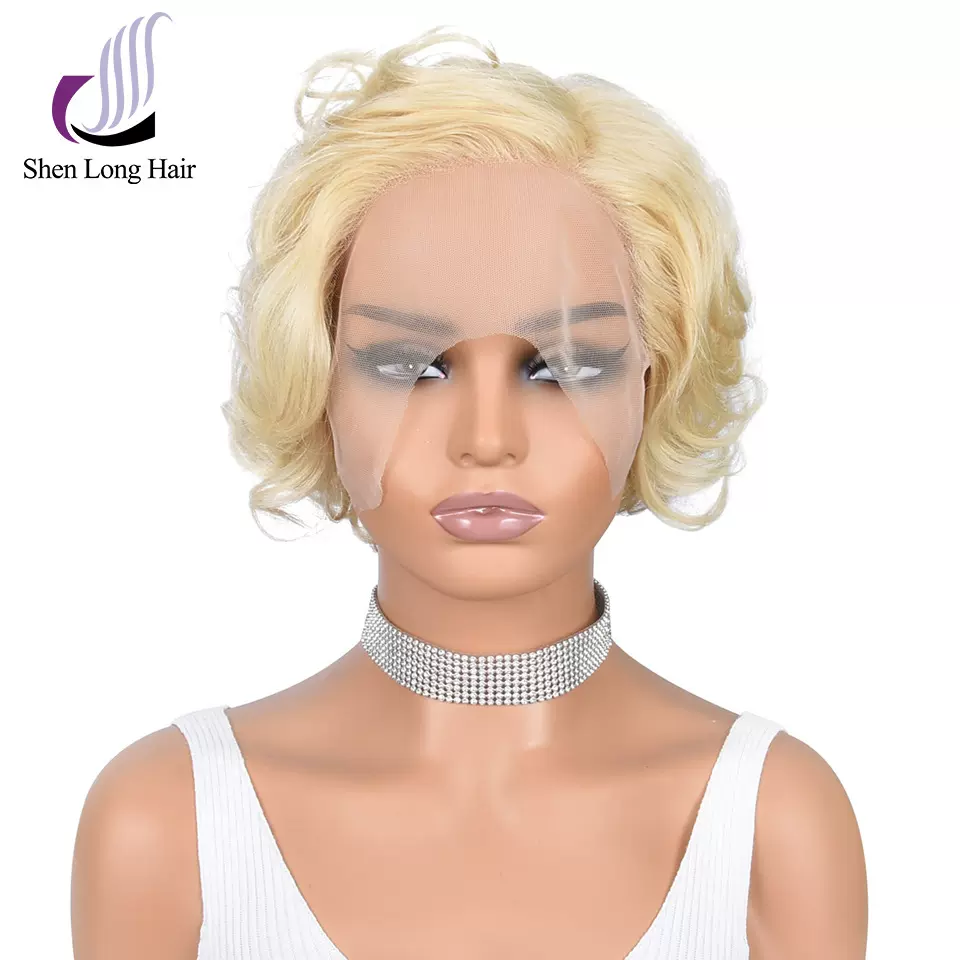 神龙假发工厂TPart蕾丝偏分手织分缝短款真人卷发头套613#自然色