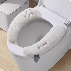 厚手のぬいぐるみ製トイレシート、粘着式、冬用、家庭用、かわいいトイレシート、持ち手付きトイレシート