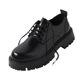 Vintage Leather Shoes Men's Thick Sole Height Increasing Men's Shoes Black Low-top Men's Business Casual Round Toe Leather Shoes fleece-lined Leather Boots