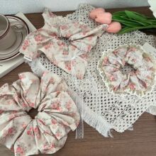 韩国超大碎花发圈原创花边法式超仙气质扎头发头绳发绳皮筋发饰女